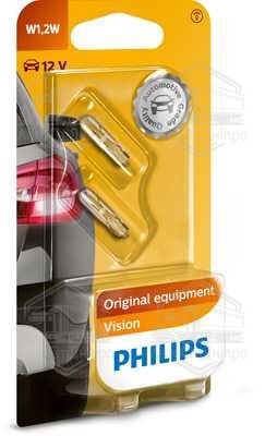 Лампа розжарювання W1,2W 12V 1.2W W2X4,6d 2шт blister (вир-во Philips)