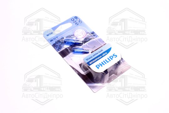 Лампа розжарювання W5W WhiteVision ultra 12V 5W W2, 1x9, 5d (+60) (3300K) 2шт. blister (вир-во Phili