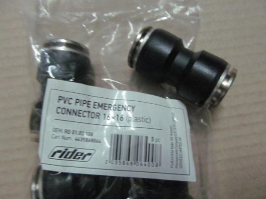 З'єднувач пневматичний D16-16 цанговий прямий пластик-сталь (RIDER)