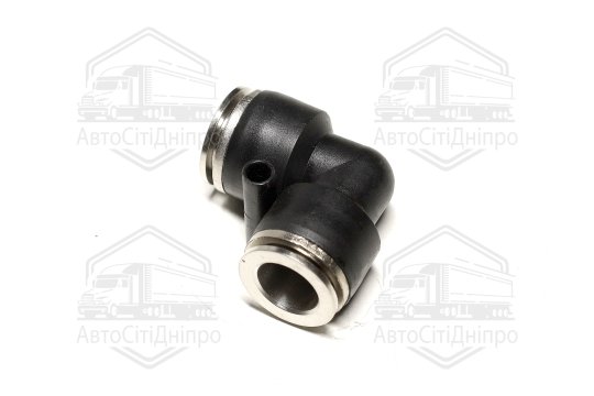 З'єднувач пневматичний D12-12 цанговий L-подібний пластик-сталь (RIDER)