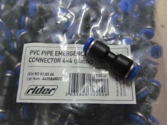 З'єднувач пневматичний D4-4 цанговий прямий пластик (RIDER)