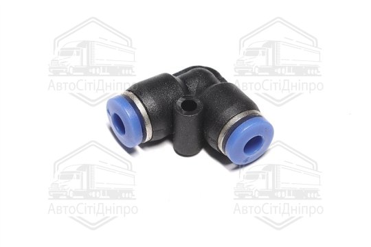 З'єднувач пневматичний D4-4 цанговий L-подібний пластик (RIDER)