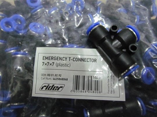 З'єднувач пневматичний D7-7-7 цанговий Т-подібний пластик (RIDER)