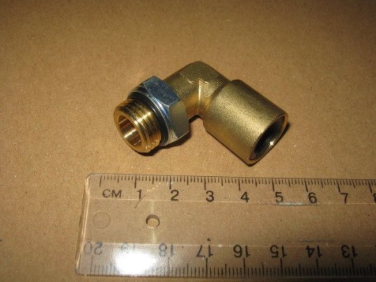 З'єднувач пневматичний D10 різьбовий-цанговий L-подібний М22х1.5 сталь (RIDER)