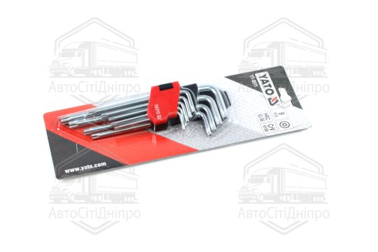 Ключі "Torx" Г-подібні: Cr-V, Т10-Т50 короткі з отвором, 9 шт. [6/36], комплект (YATO )