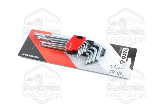 Ключі "Torx" Г-подібні: Cr-V, Т10-Т50 короткі з отвором, 9 шт. [6/36], комплект (YATO )