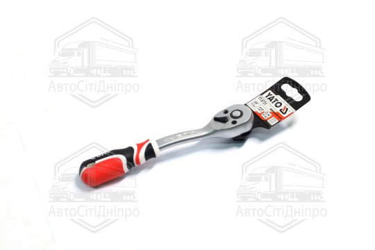 Тріщатка YATO : квадрат 3/8", L= 200 мм, 72T, вигнута ручка [6/48](YATO)
