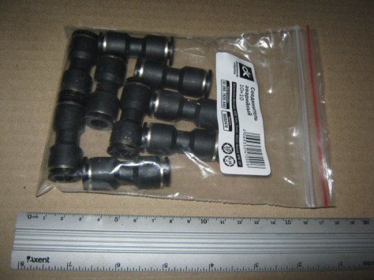 З'єднувач пневматичний D10-10 цанговий прямий пластик (Дорожня карта)