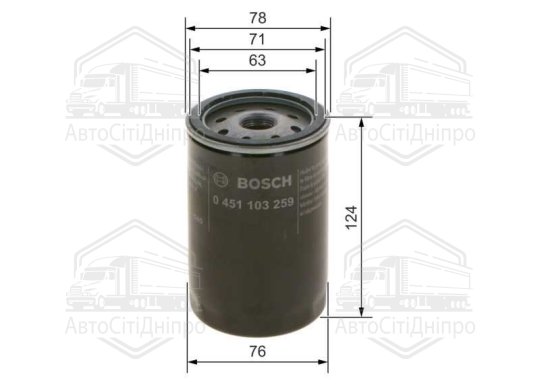 Фільтр оливний двигуна FORD FOCUS, TRANSIT (вир-во Bosch)