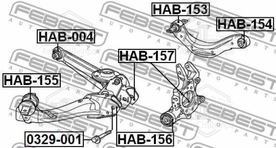 Сайлентблок важеля HYUNDAI i35, SANTA FE, KIA CORENTO I-II 02 - задн. міст верх (Вир-во FEBEST)