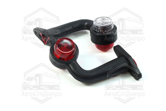 Ліхтар габаритний (ріжок) (під лампу) кутовий 90гр. 24V 15см. червоний/білий (TEMPEST)