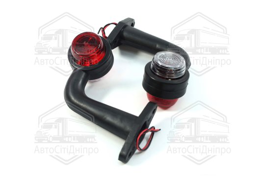 Ліхтар габаритний (ріжок) (під лампу) кутовий 90гр. 24V 15см. червоний/білий (TEMPEST)