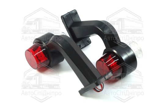 Ліхтар габаритний світлодіодний кутовий 90гр. 12-24В (18 діодів) червоний/білий  (TEMPEST)