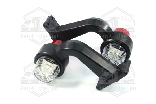 Ліхтар габаритний світлодіодний кутовий 90гр. 12-24В (18 діодів) червоний/білий  (TEMPEST)