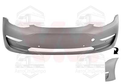 Бампер пер. TESLA MODEL 3 17-23 (Van Wezel)