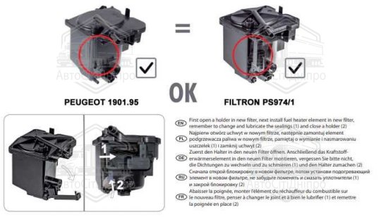 Фільтр паливний CITROEN WF8360/PS974/1 (вир-во WIX-FILTERS)