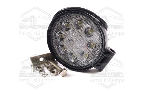Фара LED додаткова 12/24V/24W (8 діодів) (кругла) 110х128мм, широкий промінь <ДК>