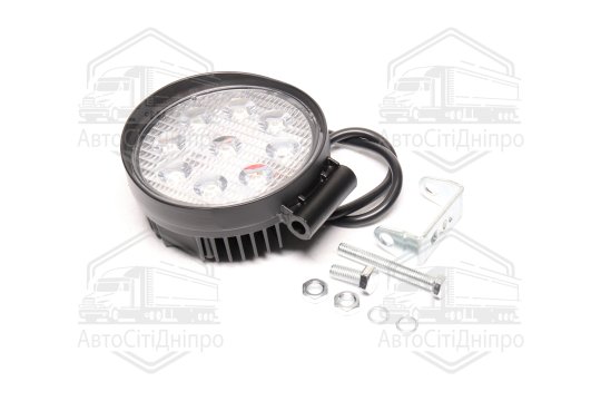 Фара LED додаткова 12/24V/27W (9 діодів) (кругла) 110х128мм, широкий промінь <ДК>