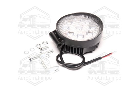 Фара LED додаткова 12/24V/27W (9 діодів) (кругла) 110х128мм, широкий промінь <ДК>