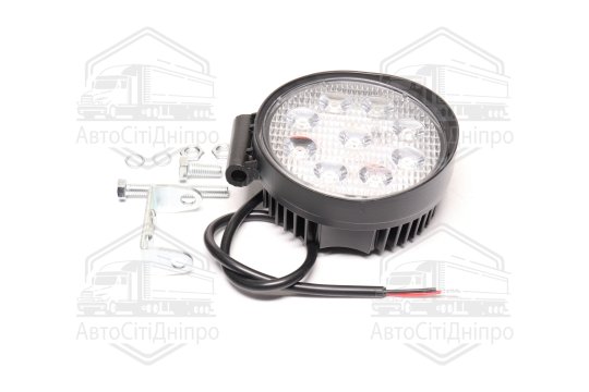 Фара LED додаткова 12/24V/27W (9 діодів) (кругла) 110х128мм, широкий промінь <ДК>