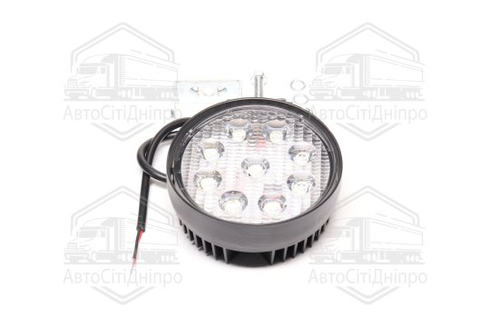 Фара LED додаткова 12/24V/27W (9 діодів) (кругла) 110х128мм, широкий промінь <ДК>