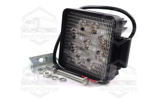 Фара LED додаткова 12/24V/27W (9 діодів) (квадратна) протитуманна <ДК>