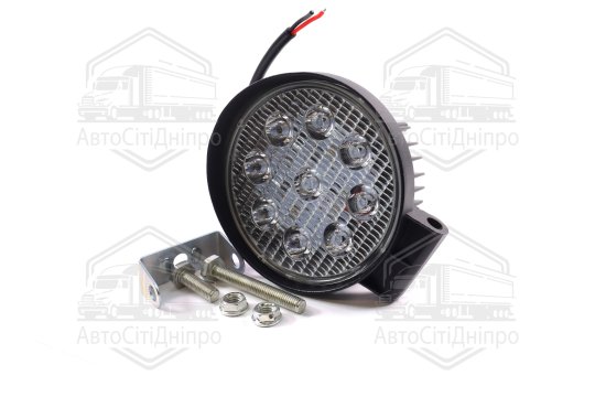 Фара LED додаткова 12/24V/27W (9 діодів) (кругла) 110х128мм, широкий промінь <ДК>