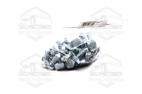Болт М10х25х1,5 шестигранний (1кг = 1 компл) 5,8 DIN 933 / ГОСТ 7805 (повне різьблення) оцинк. білий