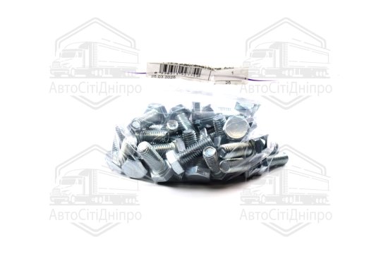 Болт М10х25х1,5 шестигранний (1кг = 1 компл) 5,8 DIN 933 / ГОСТ 7805 (повне різьблення) оцинк. білий