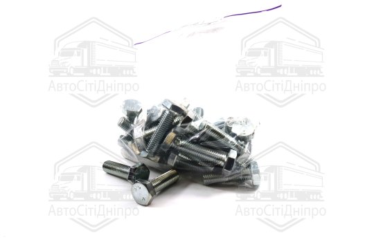 Болт М10х35х1,5 шестигранний (1кг = 1 компл) 5,8 DIN 933 / ГОСТ 7805 (повне різьблення) оцинк. білий
