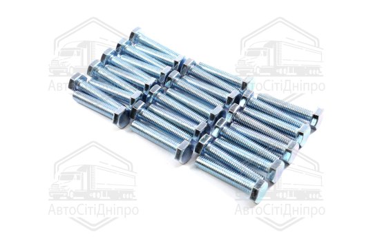 Болт М10х50х1,5 шестигранний (1кг = 1 компл) 5,8 DIN 933 / ГОСТ 7805 (повне різьблення) оцинк. білий