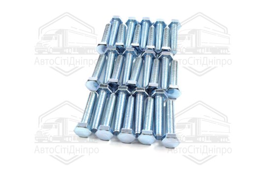 Болт М10х50х1,5 шестигранний (1кг = 1 компл) 5,8 DIN 933 / ГОСТ 7805 (повне різьблення) оцинк. білий