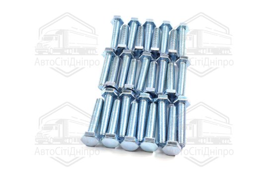 Болт М10х50х1,5 шестигранний (1кг = 1 компл) 5,8 DIN 933 / ГОСТ 7805 (повне різьблення) оцинк. білий