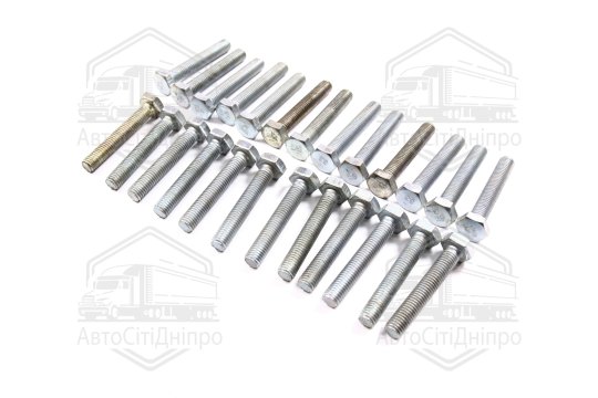Болт М10х60х1,5 шестигранний (1кг = 1 компл) 5,8 DIN 933 / ГОСТ 7805 (повне різьблення) оцинк. білий