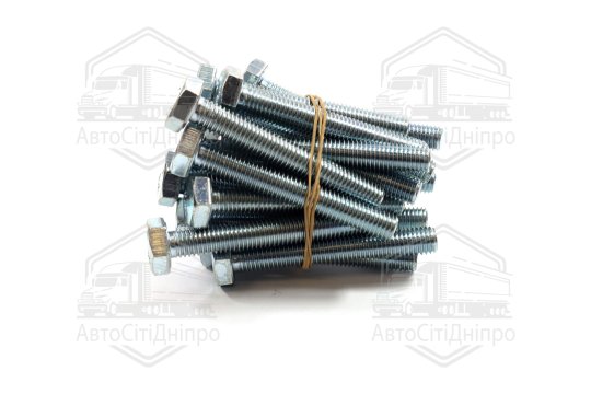 Болт М10х70х1,5 шестигранний (1кг = 1 компл) 5,8 DIN 933 / ГОСТ 7805 (повне різьблення) оцинк. білий