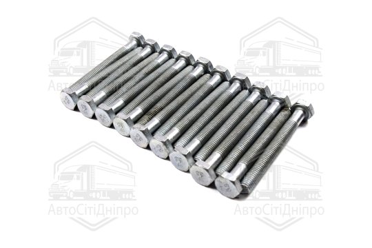 Болт М10х90х1,5 шестигранний (1кг = 1 компл) 5,8 DIN 933 / ГОСТ 7805 (повне різьблення) оцинк. білий