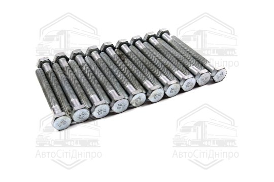 Болт М10х90х1,5 шестигранний (1кг = 1 компл) 5,8 DIN 933 / ГОСТ 7805 (повне різьблення) оцинк. білий