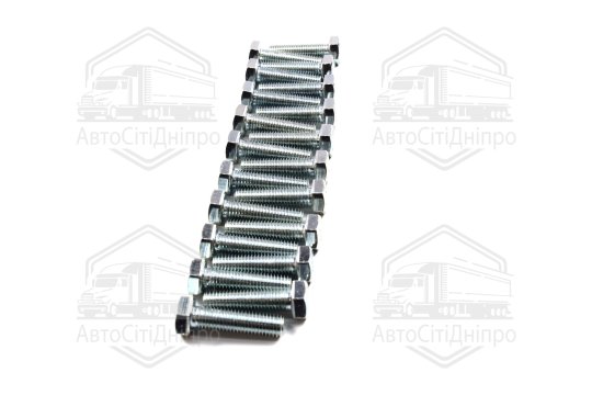 Болт М12х45х1,75 шестигранний (1кг=1 компл) 5,8 DIN 933 / ГОСТ 7805 (повне різьблення) оцинк. білий