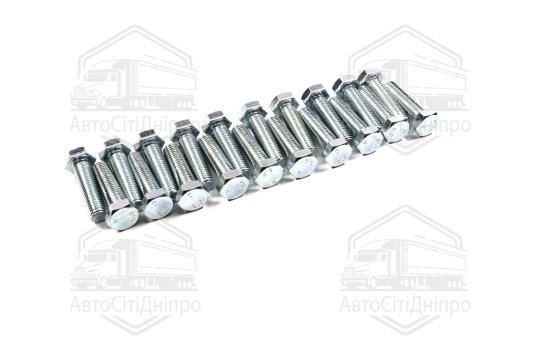 Болт М12х45х1,75 шестигранний (1кг=1 компл) 5,8 DIN 933 / ГОСТ 7805 (повне різьблення) оцинк. білий