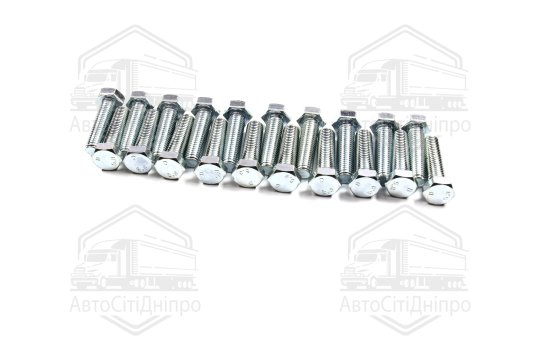 Болт М12х45х1,75 шестигранний (1кг=1 компл) 5,8 DIN 933 / ГОСТ 7805 (повне різьблення) оцинк. білий
