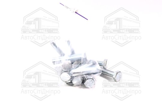 Болт М12х65х1,75 шестигранний (1кг=1 компл) 5,8 DIN 933 / ГОСТ 7805 (повне різьблення) оцинк. білий