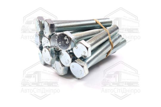 Болт М12х80х1,75 шестигранний (1кг=1 компл) 5,8 DIN 933 / ГОСТ 7805 (повне різьблення) оцинк. білий