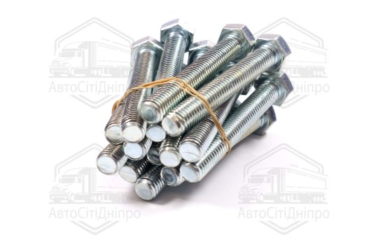 Болт М12х80х1,75 шестигранний (1кг=1 компл) 5,8 DIN 933 / ГОСТ 7805 (повне різьблення) оцинк. білий