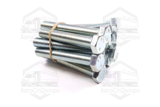 Болт М12х80х1,75 шестигранний (1кг=1 компл) 5,8 DIN 933 / ГОСТ 7805 (повне різьблення) оцинк. білий