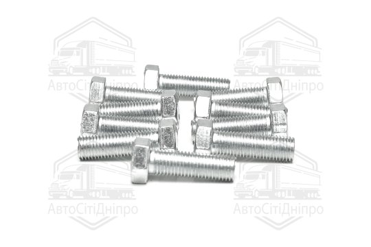 Болт М16х50х2,0 шестигранний (1кг = 1 компл) 5,8 DIN 933 / ГОСТ 7805 (повне різьблення) оцинк. білий