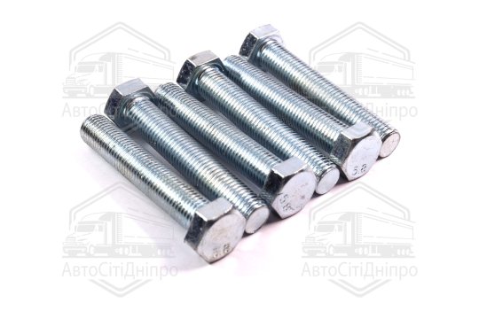 Болт М16х90х2,0 шестигранний (1кг = 1 компл) 5,8 ГОСТ 7798-08 (повне різьблення) оцинк. білий