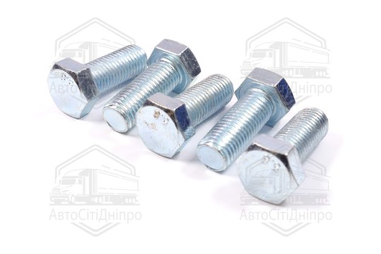 Болт М20х50х2,5 шестигранний (1кг = 1 компл) 5,8 DIN 933 / ГОСТ 7805 (повне різьблення) оцинк. білий