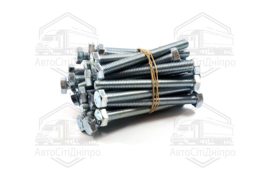 Болт М8х80х1,25 шестигранний (1кг = 1 компл) 5,8 DIN 933 / ГОСТ 7805 (повне різьблення) оцинк. білий