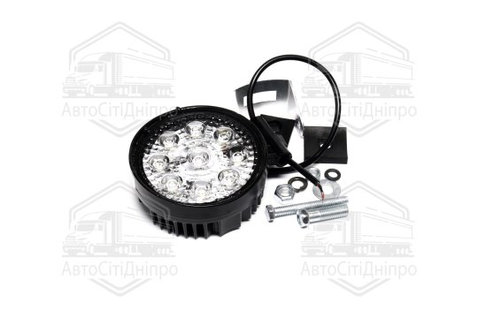 Фара LED додаткова 12/24V/27W (9 діодів) (кругла) 113х130х52, вузький промінь 6000K (Руслан-Комплект)